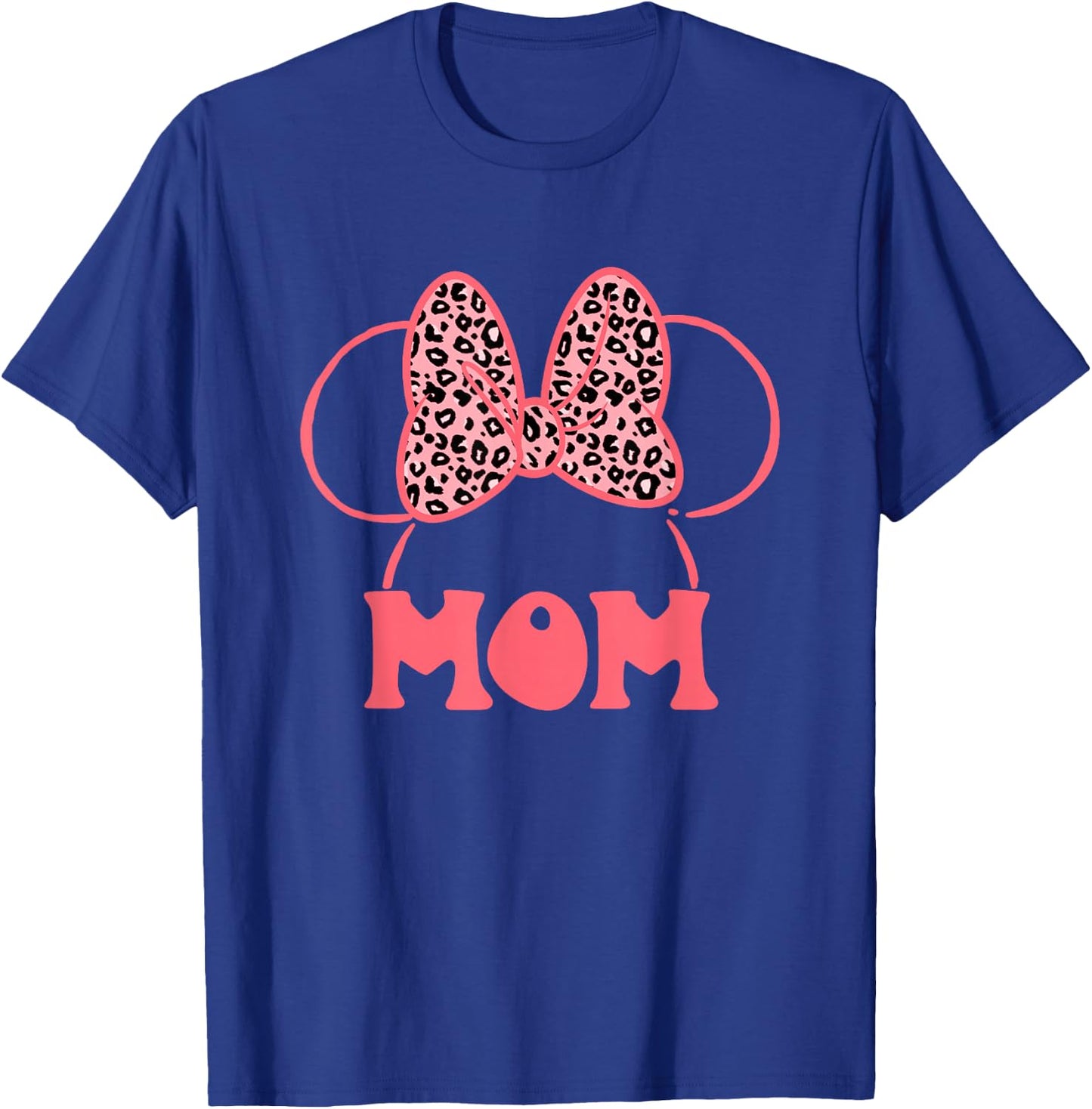 Disney Minnie Mouse Mother's Day Mom Leopard Bow Minnie Ears T-Shirt - T-Shirt | Royal