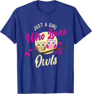 Just A Girl Who Loves Owls - Nature Owl Lover Ornithologist T-Shirt - T-Shirt | Royal