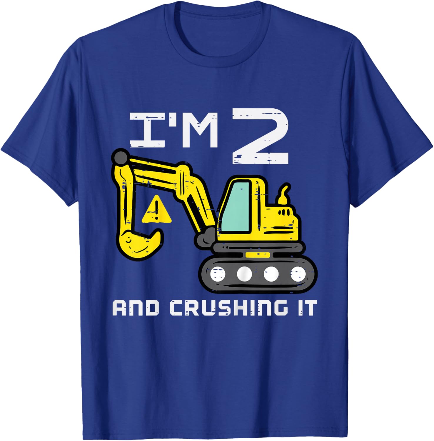 Kids Im 2 And Crushing It Excavator 2nd Birthday Boys Kid Toddler T-Shirt - T-Shirt | Royal