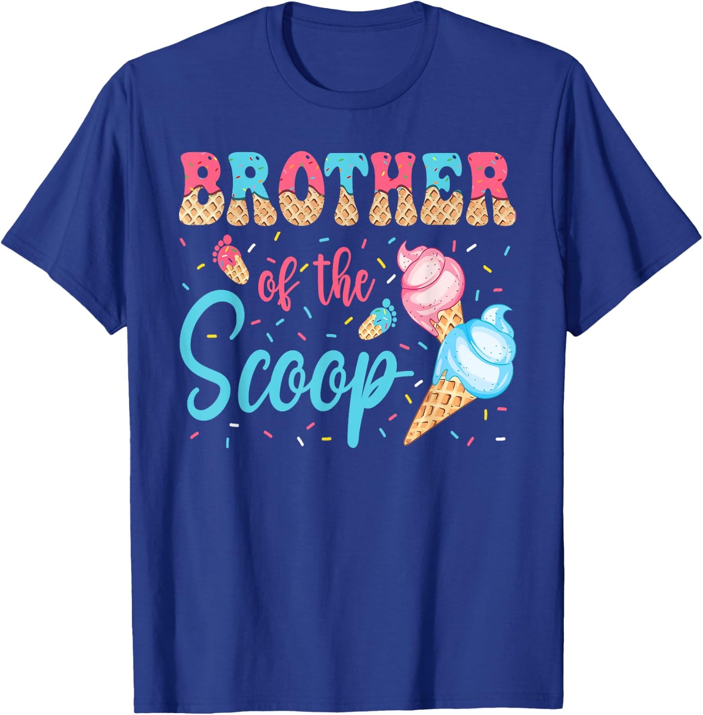 Brother Of The Scoop Ice Cream Gender Reveal Baby Shower T-Shirt - T-Shirt | Royal