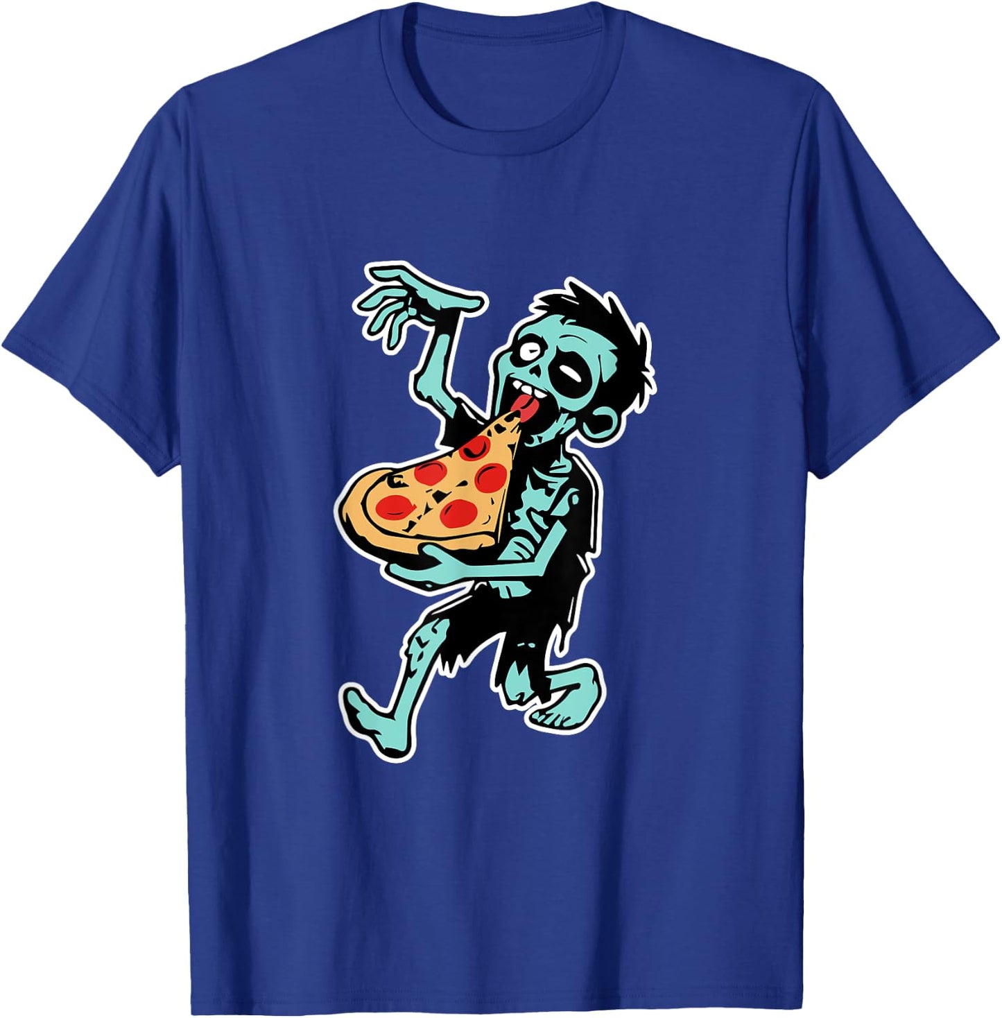 Zombie Eating Pizza Halloween Pizza Lovers Gifts T-Shirt - T-Shirt | Royal