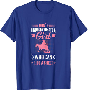 Youth Rodeo Mutton Busting Quote for a Mutton Buster Girl T-Shirt - T-Shirt | Royal