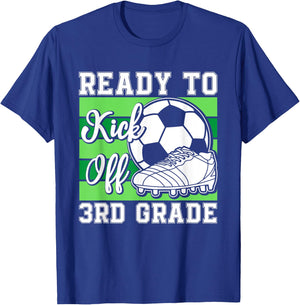 Ready To Kick Off 3rd Grade Soccer Boys Funny Soccer Player T-Shirt - T-Shirt | Royal