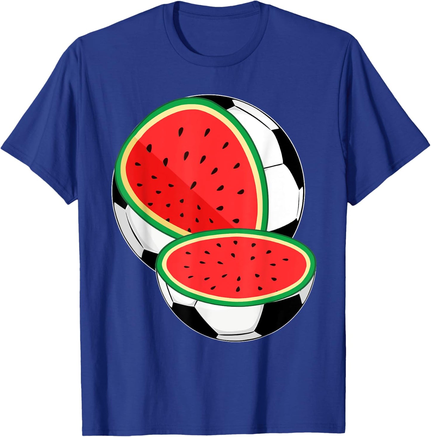 Funny Watermelon Soccer Ball Tropical Melon Summer Vibes Men T-Shirt - T-Shirt | Royal