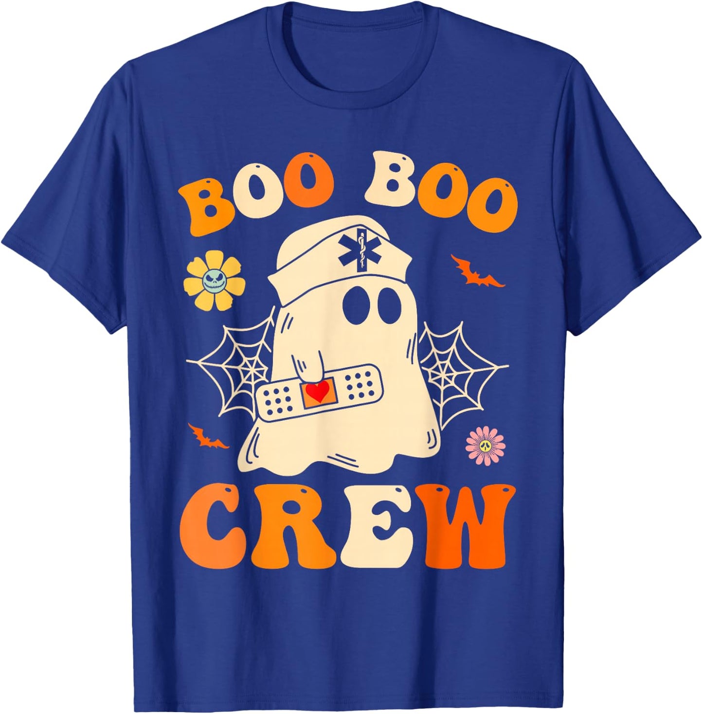 Boo Boo Crew Nurse Shirt Funny Ghost Retro Halloween Nurse T-Shirt - T-Shirt | Royal