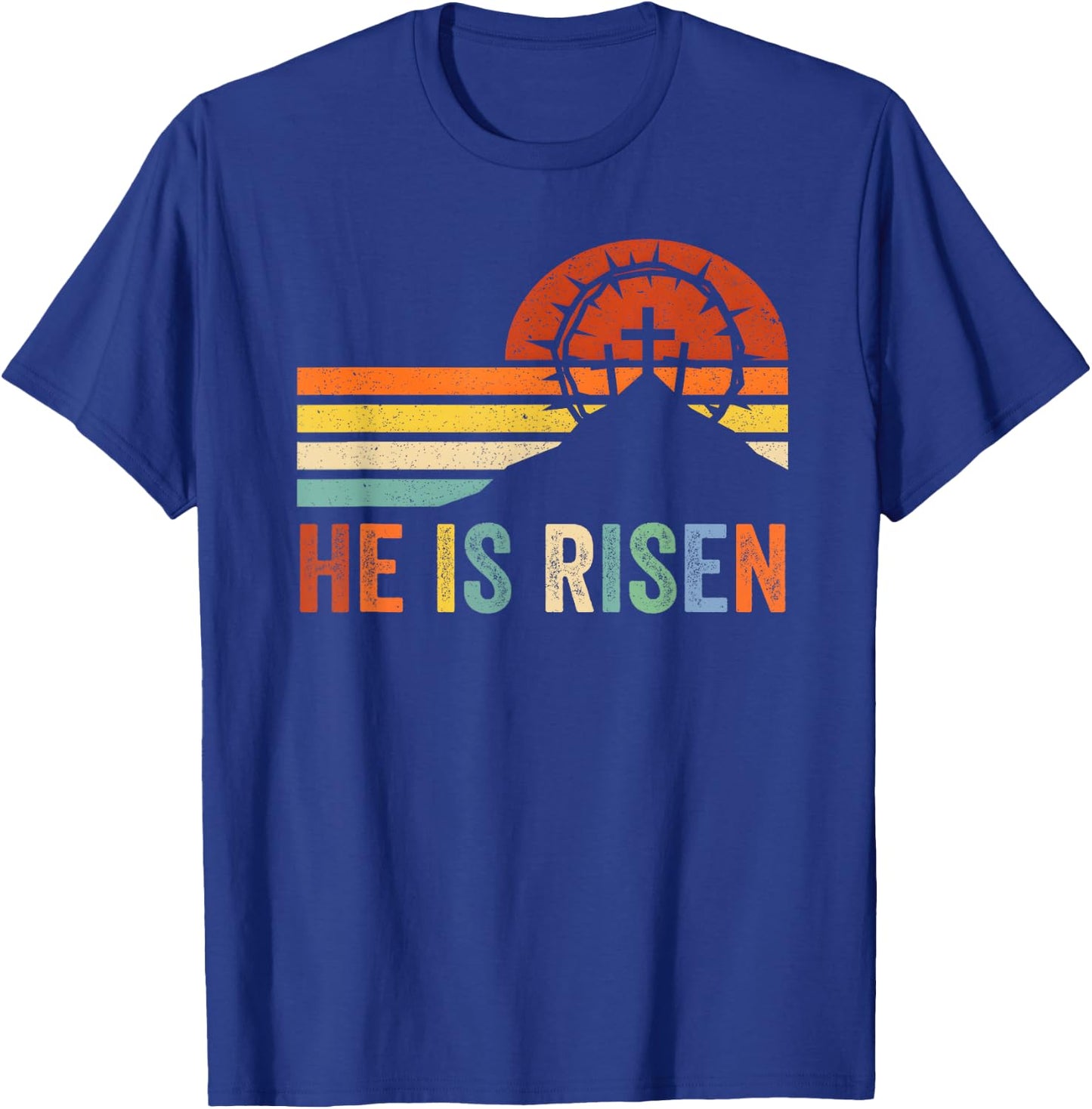 He Is Risen Cross Jesus Religious Easter Day Christians T-Shirt - T-Shirt | Royal