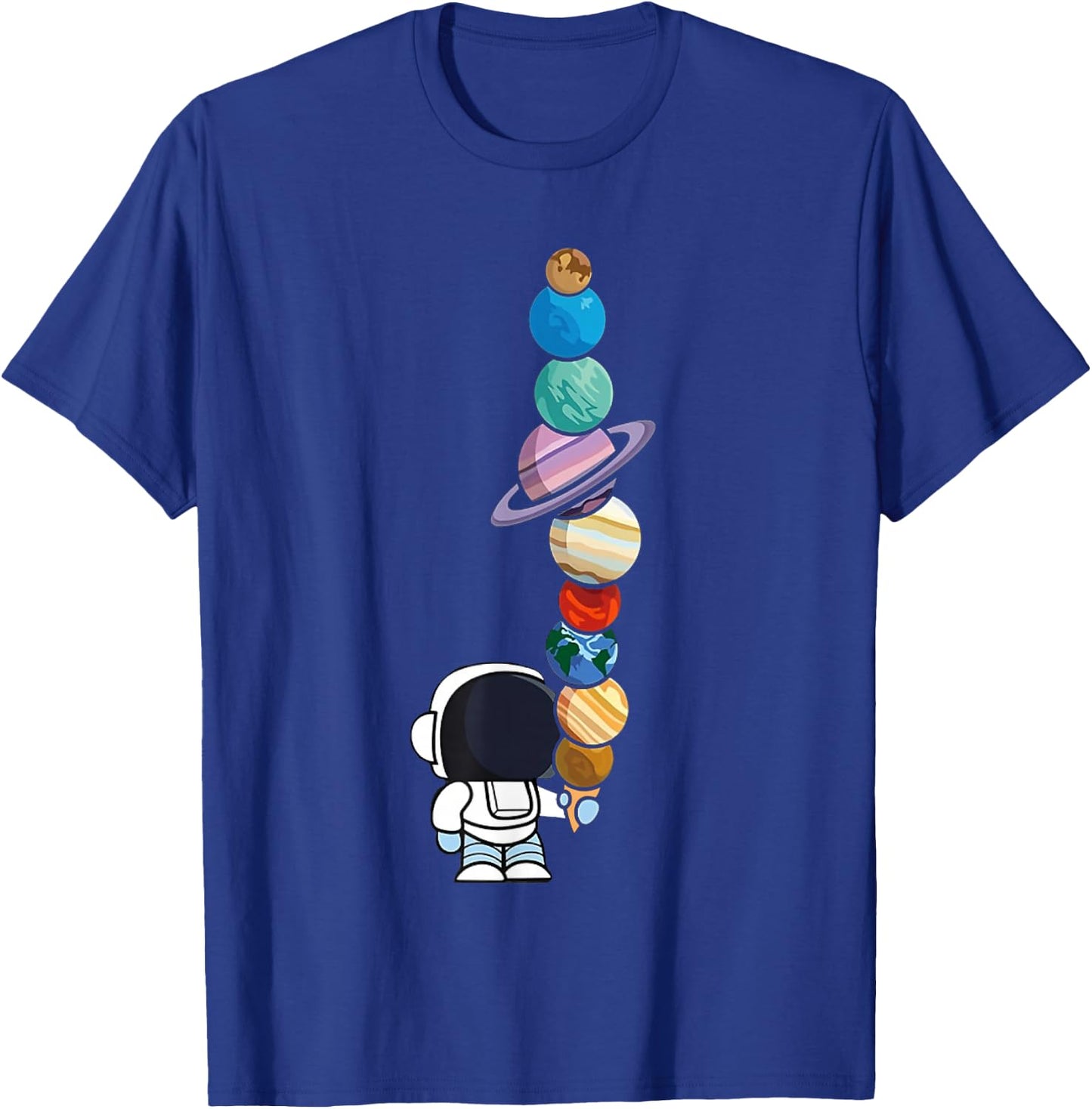 Astronaut Holding Planet Icecream BoysGirls STEM Kids T-Shirt - T-Shirt | Royal