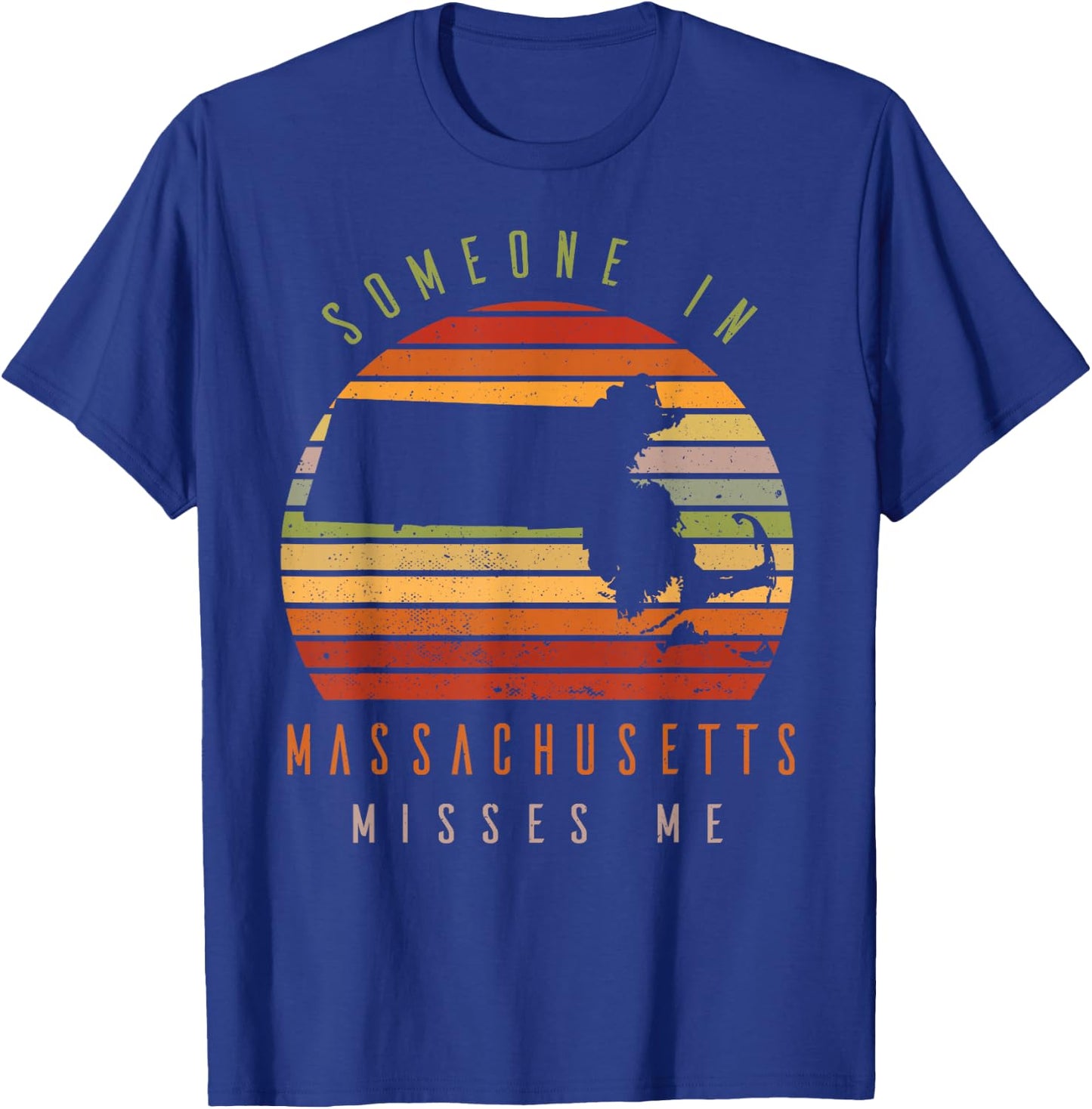 Someone In Massachusetts Misses Me Vintage State Retro T-Shirt - T-Shirt | Royal