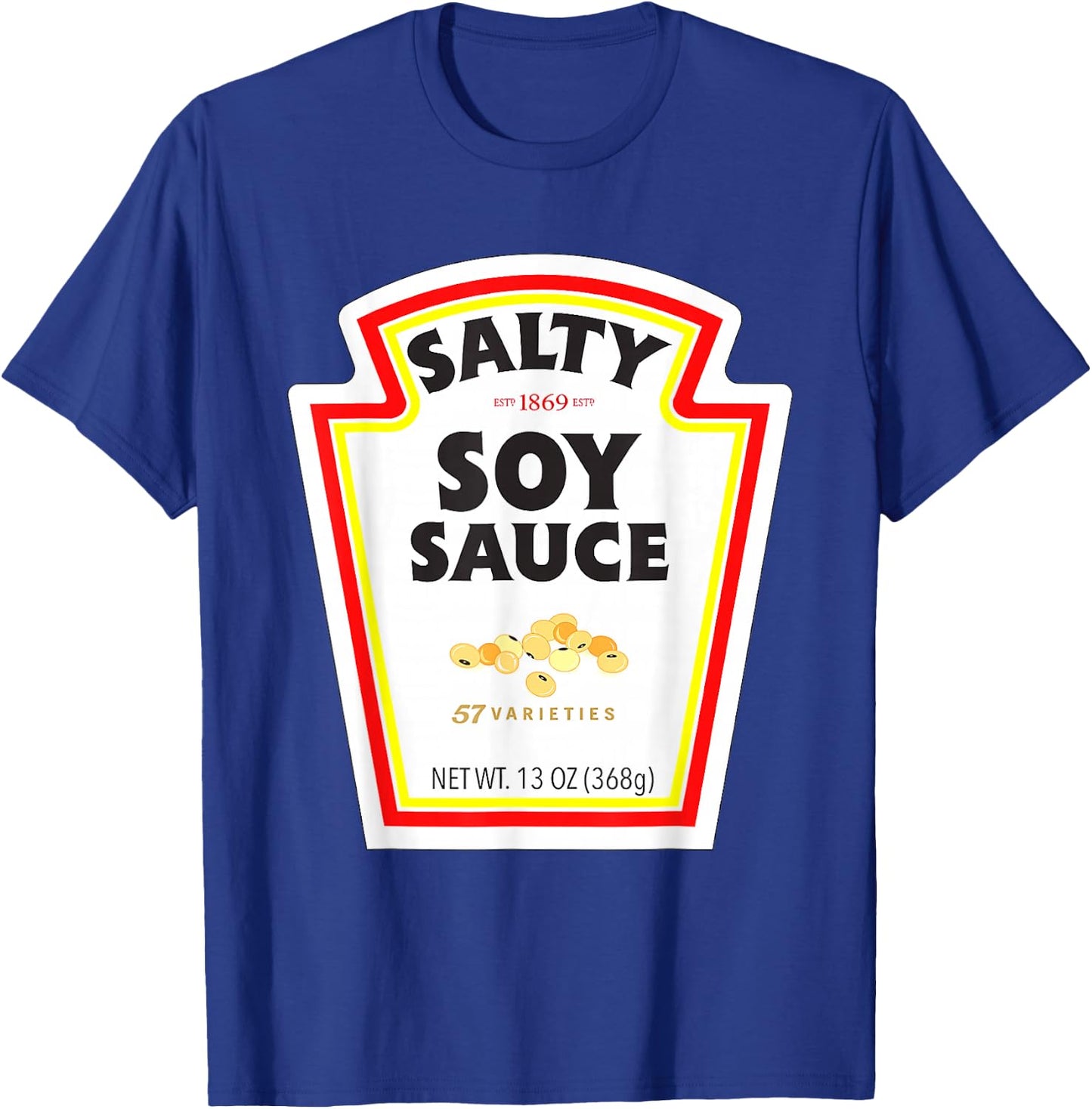 Easy Halloween Matching Costume Salty Soy Sauce Bottle Label T-Shirt - T-Shirt | Royal