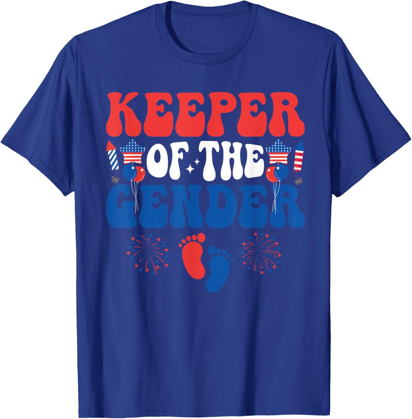 Keeper Of The Gender 4th Of July Gender Reveal family Party T-Shirt - T-Shirt | Royal