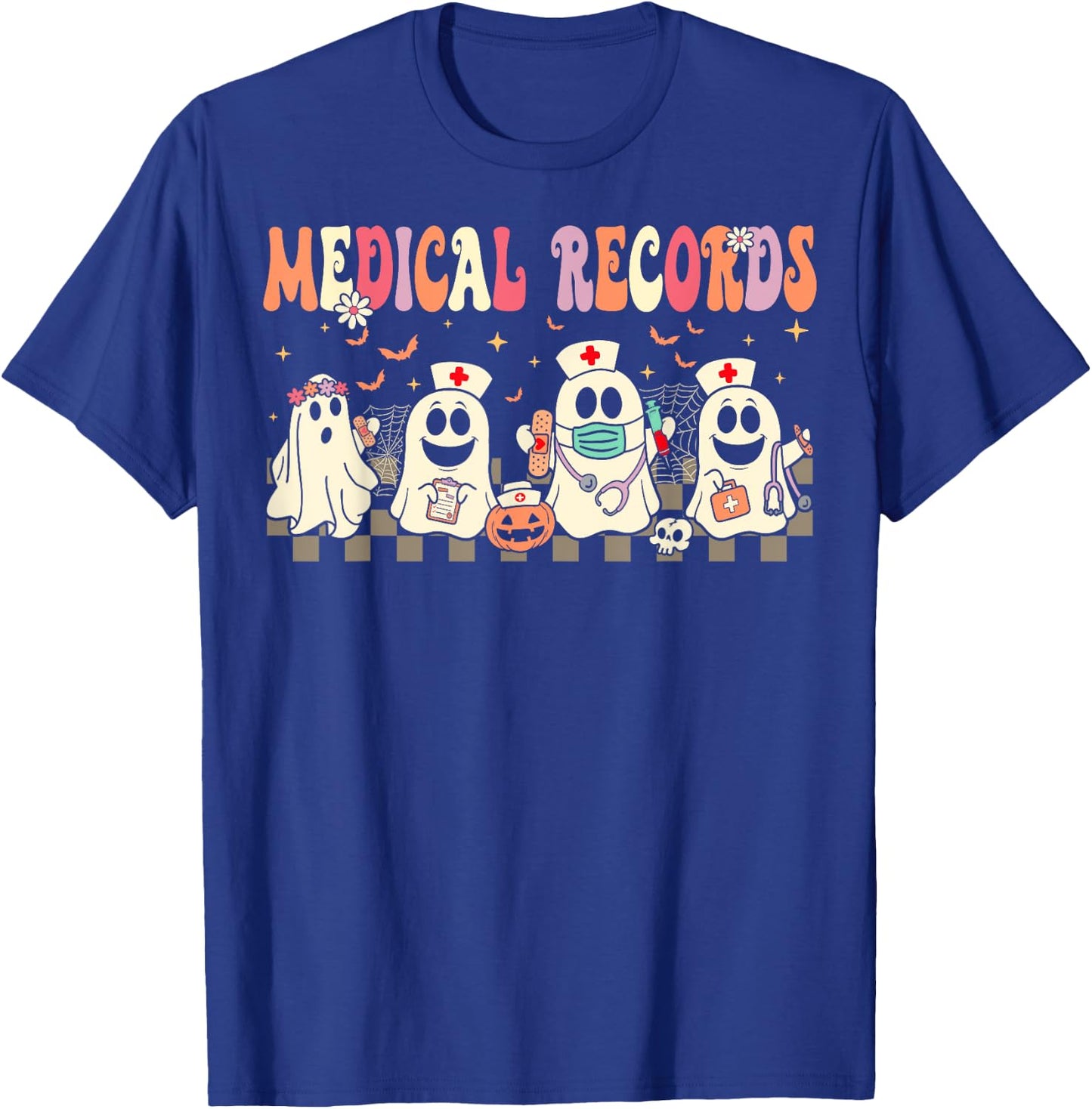 Medical Records Boo Crew Funny Medical Records Halloween T-Shirt - T-Shirt | Royal