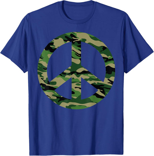 Cool Peace Sign Camouflage For Military Boys & Girls T-Shirt - T-Shirt | Royal