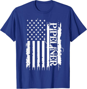Pipeliner United States Distressed w US Flag T-Shirt - T-Shirt | Royal