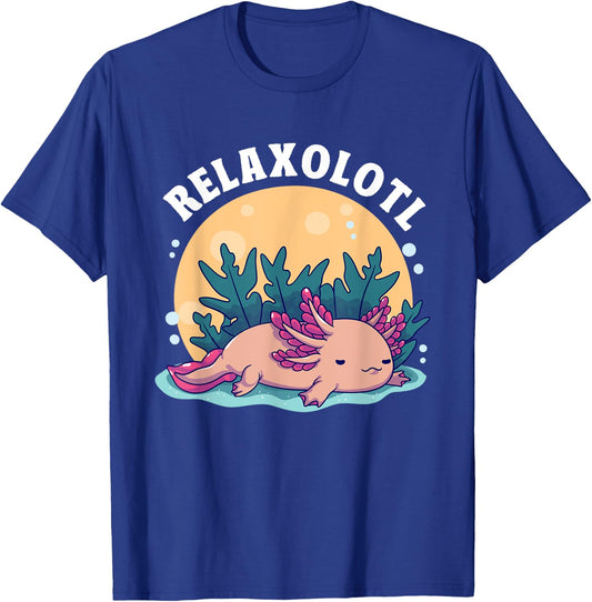 Axolotl Relaxolotl Kawaii Lazy Animal Axolotl Lovers T-Shirt - T-Shirt | Royal