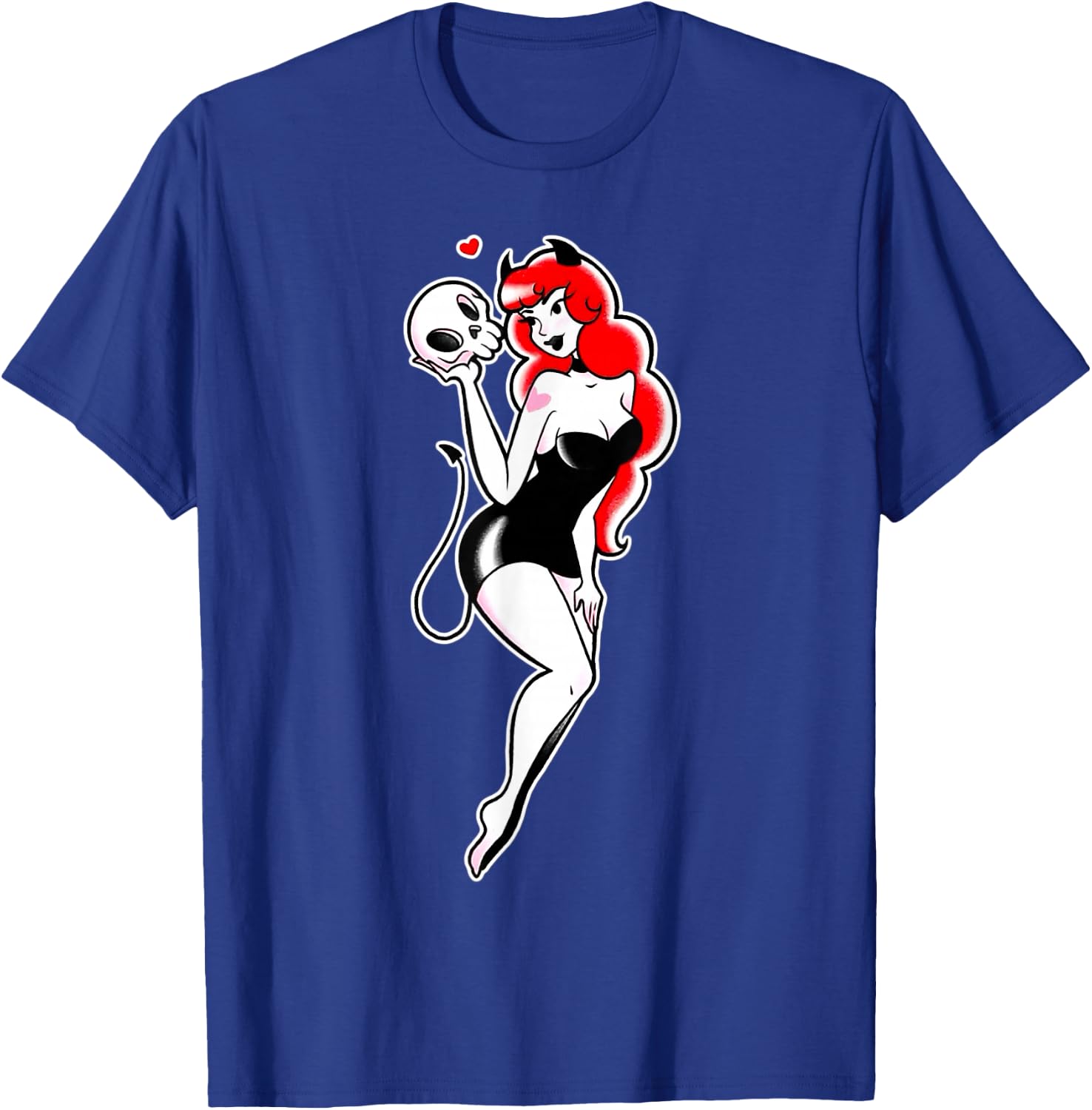 Pretty Girl Devil Pin-up Girl Traditional Flash T-Shirt - T-Shirt | Royal