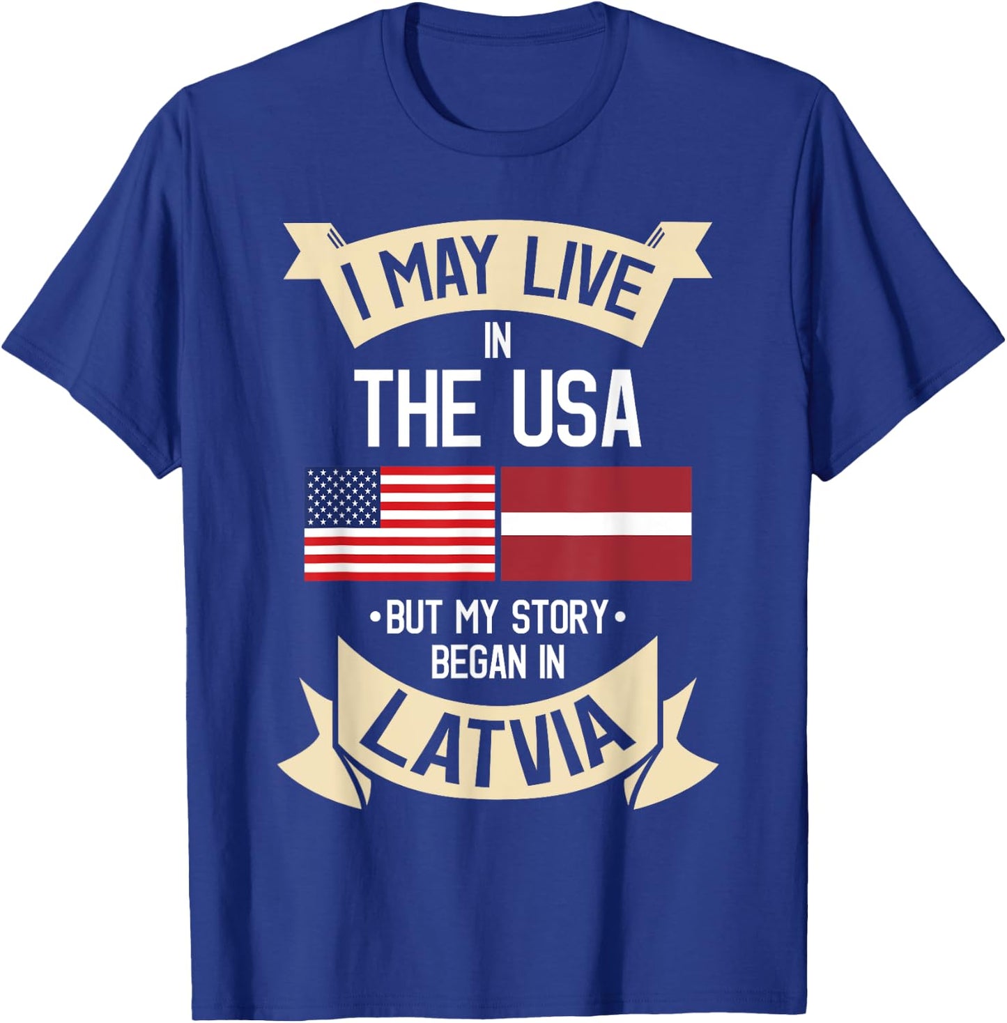 Latvia American Flag USA Latvian Roots Gifts T-Shirt - T-Shirt | Royal