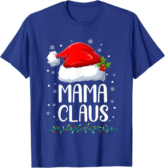 Mama Claus Christmas Lights Pajama Family Matching T-Shirt - T-Shirt | Royal