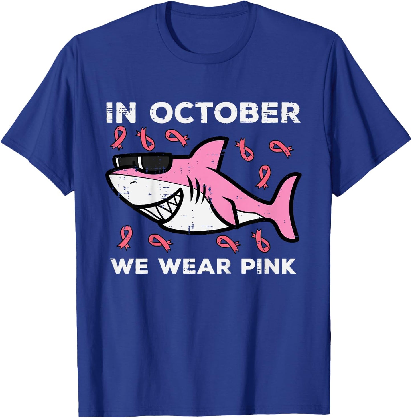 Kids Breast Cancer Shark October We Wear Pink Toddler Boys Kids T-Shirt - T-Shirt | Royal
