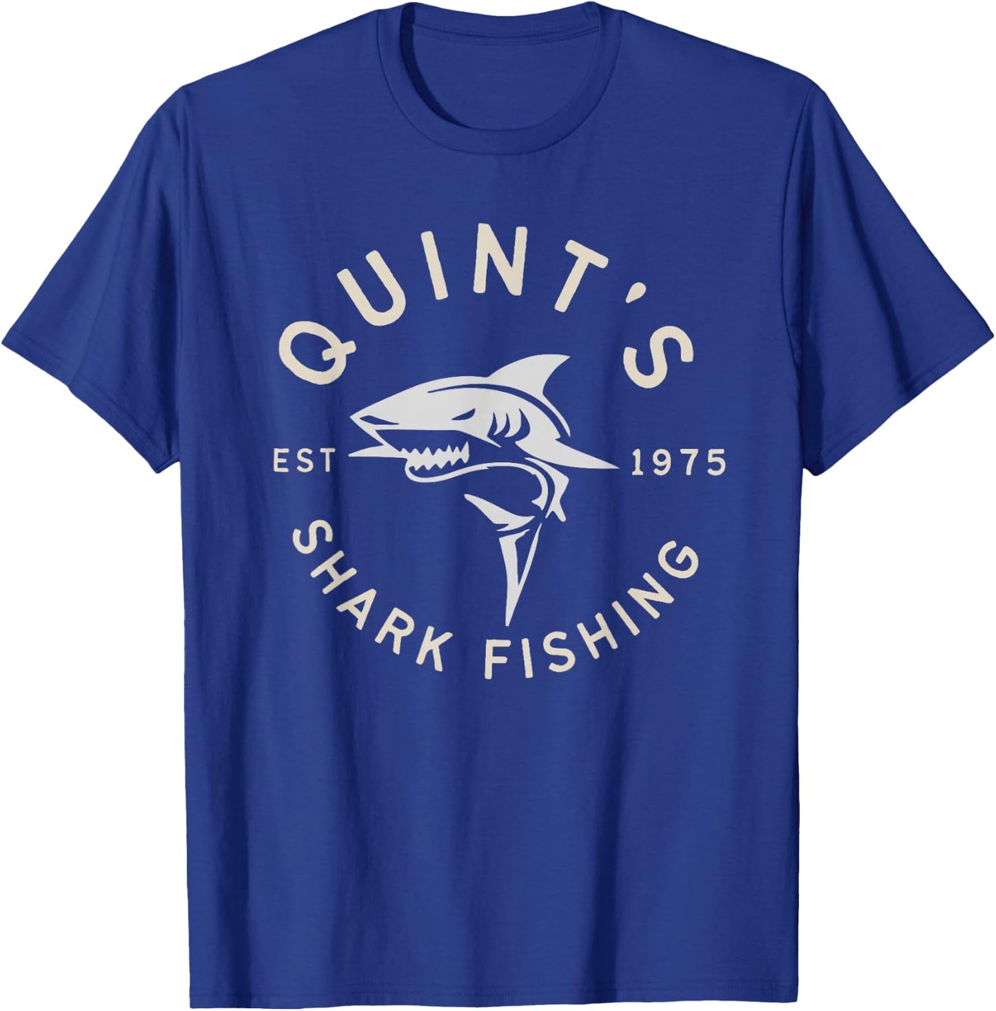 Vintage Quint's Shark Fishing 1975 Retro T-Shirt - T-Shirt | Royal