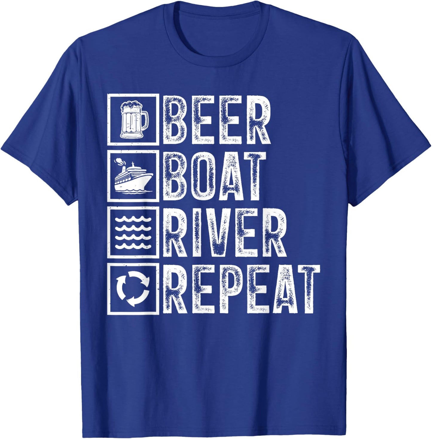 Funny Drinker River Sailing Drinking Beer Boat River Dad T-Shirt - T-Shirt | Royal
