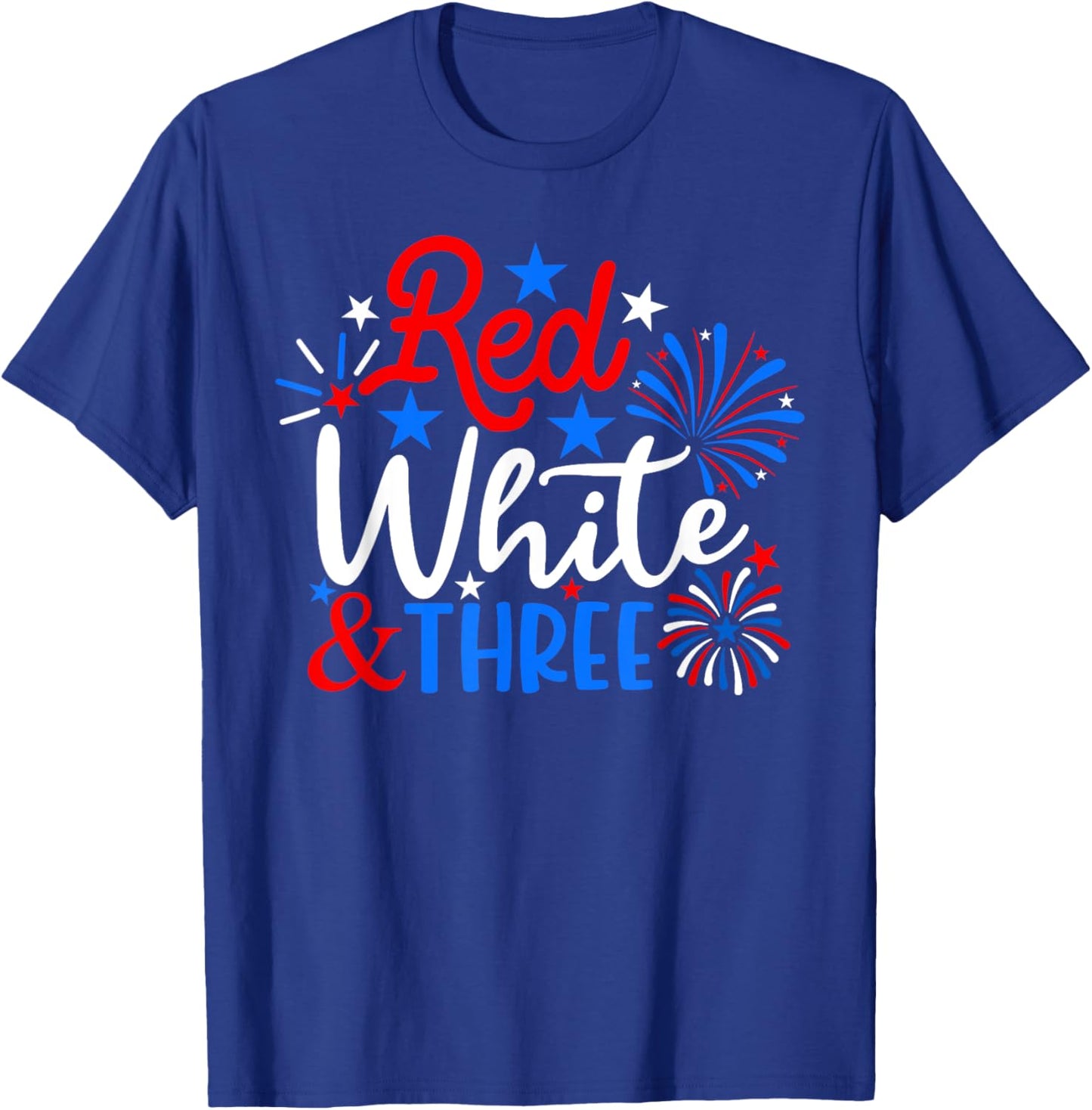 Red White And Three 4th Of July 3rd Birthday Patriotic Kids Men T-Shirt - T-Shirt | Royal