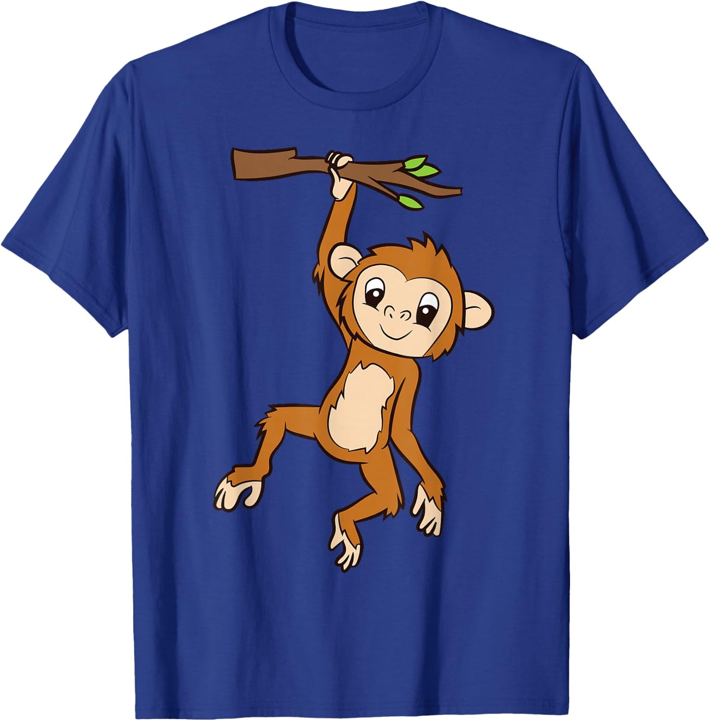 Monkey Hanging On Branch Ape Kids Cute Monkey T-Shirt - T-Shirt | Royal