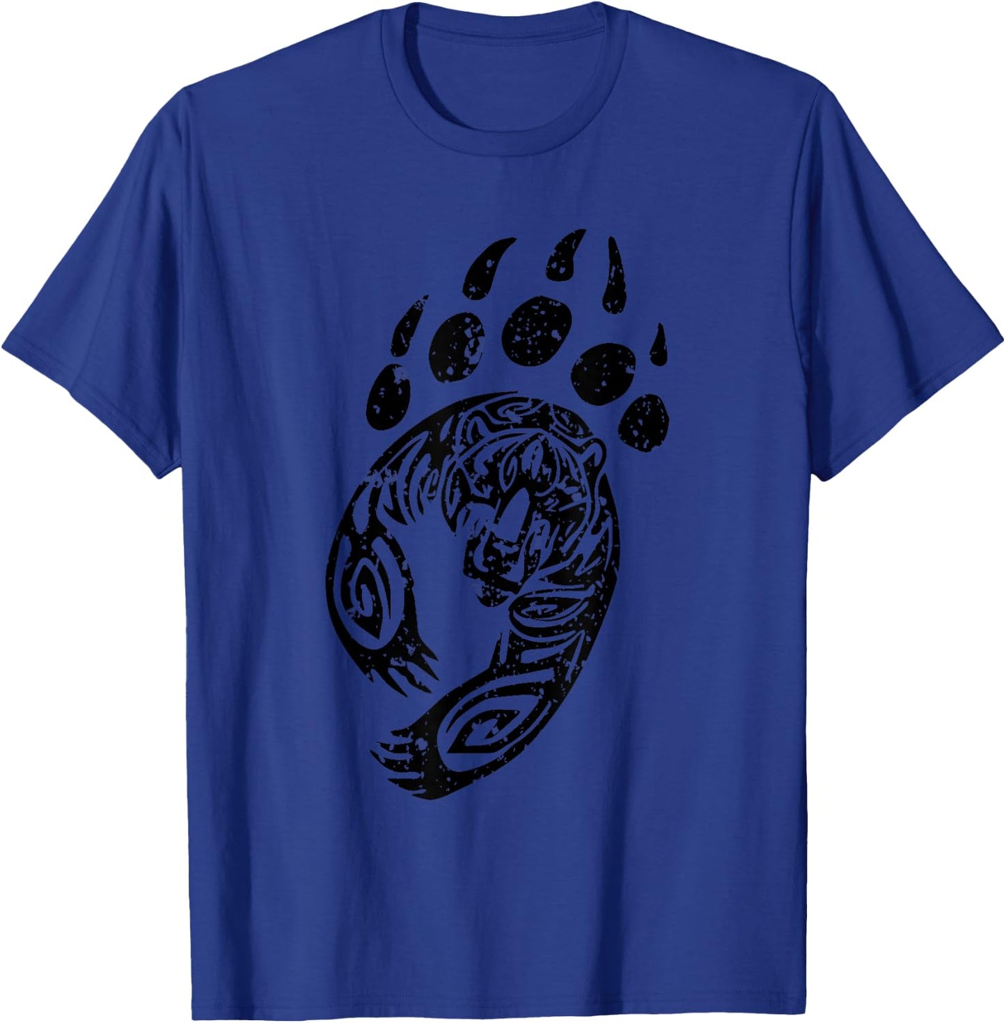 Bear Paw Print Grizzly Black Claw Art T-Shirt - T-Shirt | Royal
