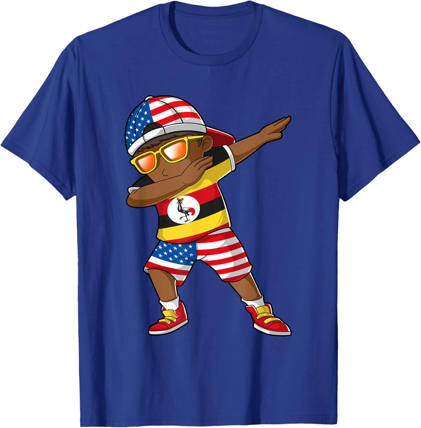 Half American Half Ugandan Boy Kid Uganda Flag Patriotic T-Shirt - T-Shirt | Royal