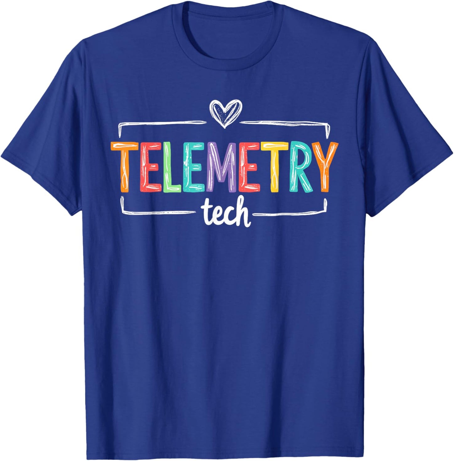 Heartbeat Electrocardiograph Cardiac Monitor Telemetry Tech T-Shirt - T-Shirt | Royal