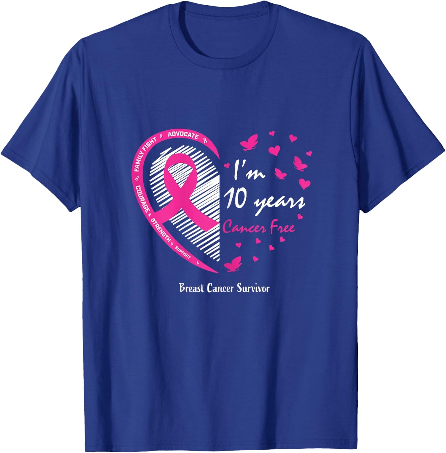 10 Year Survivor Gifts Women Mom Pink Breast Cancer Survivor T-Shirt - T-Shirt | Royal