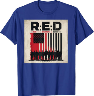 Remember Everyone Deployed Patriotic Veteran American Flag T-Shirt - T-Shirt | Royal