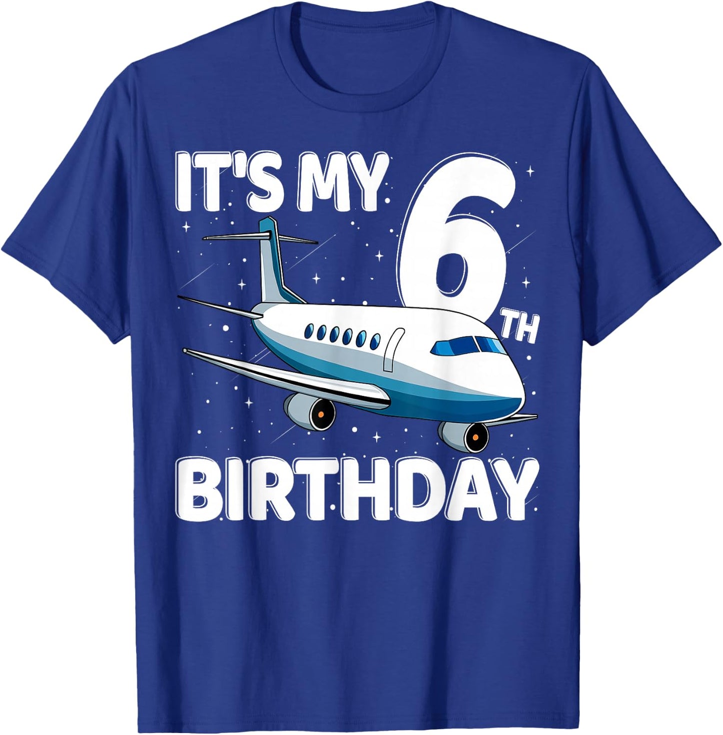 It's My 6th Birthday Airplane 6 year old Birthday Boy Girl T-Shirt - T-Shirt | Royal
