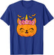 Cute Halloween Cat Unicorn Pumpkin Thanksgiving Women Girls T-Shirt - T-Shirt | Royal