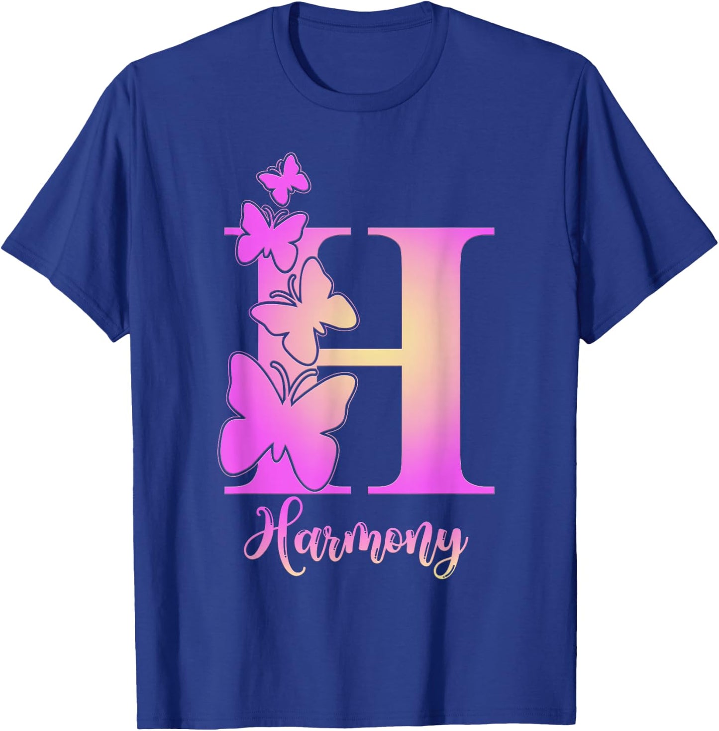 Harmony, cute personalized butterfly custom kids girls name T-Shirt - T-Shirt | Royal