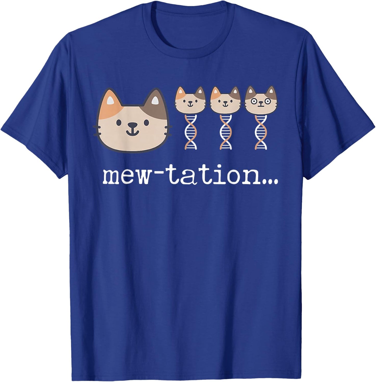 Mew-tation Funny Cat Science DNA Cells Biology Teacher T-Shirt - T-Shirt | Royal