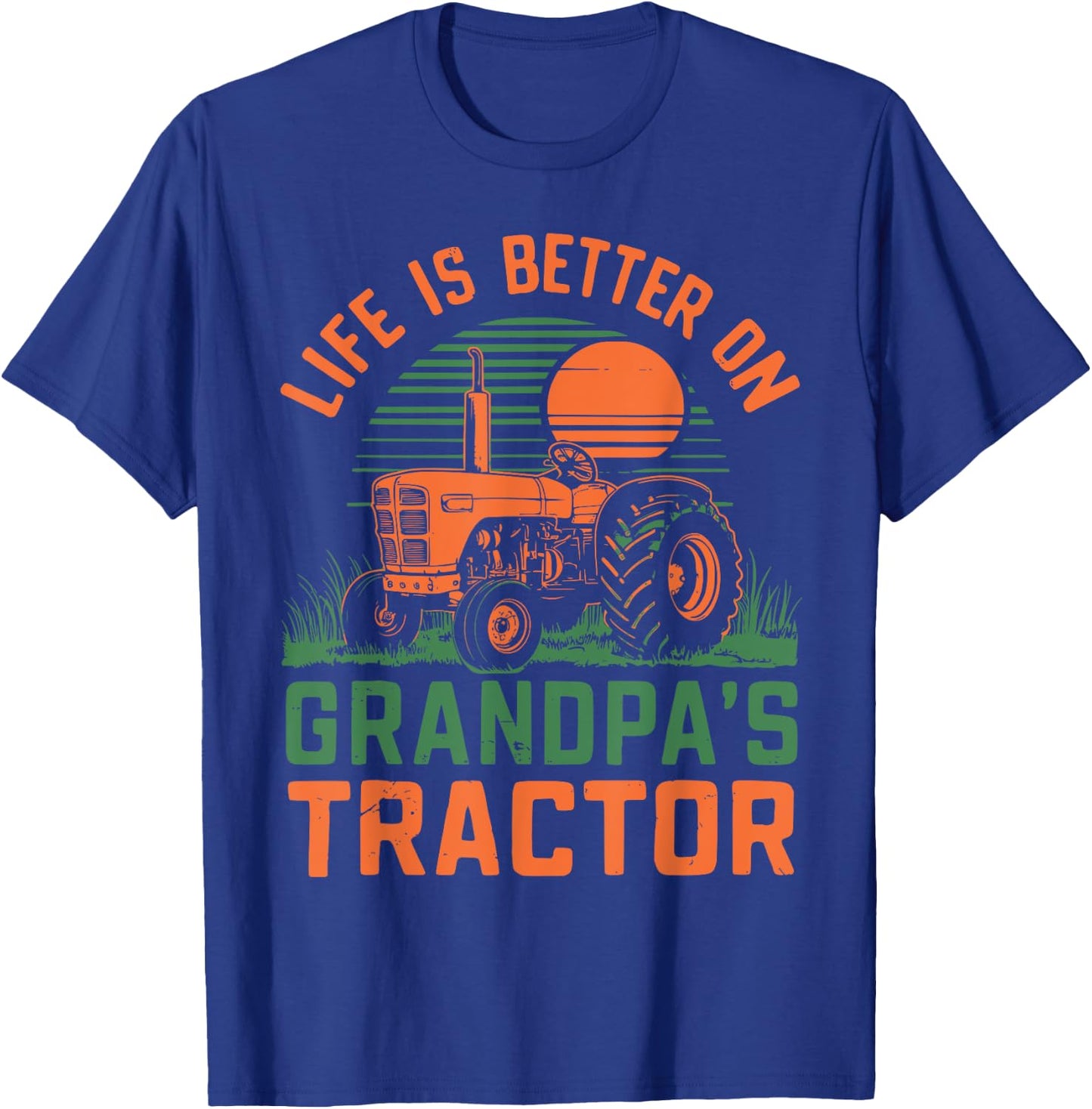 Young Farmer Tractor Boy Life Is Better On Grandpa's Tractor T-Shirt - T-Shirt | Royal