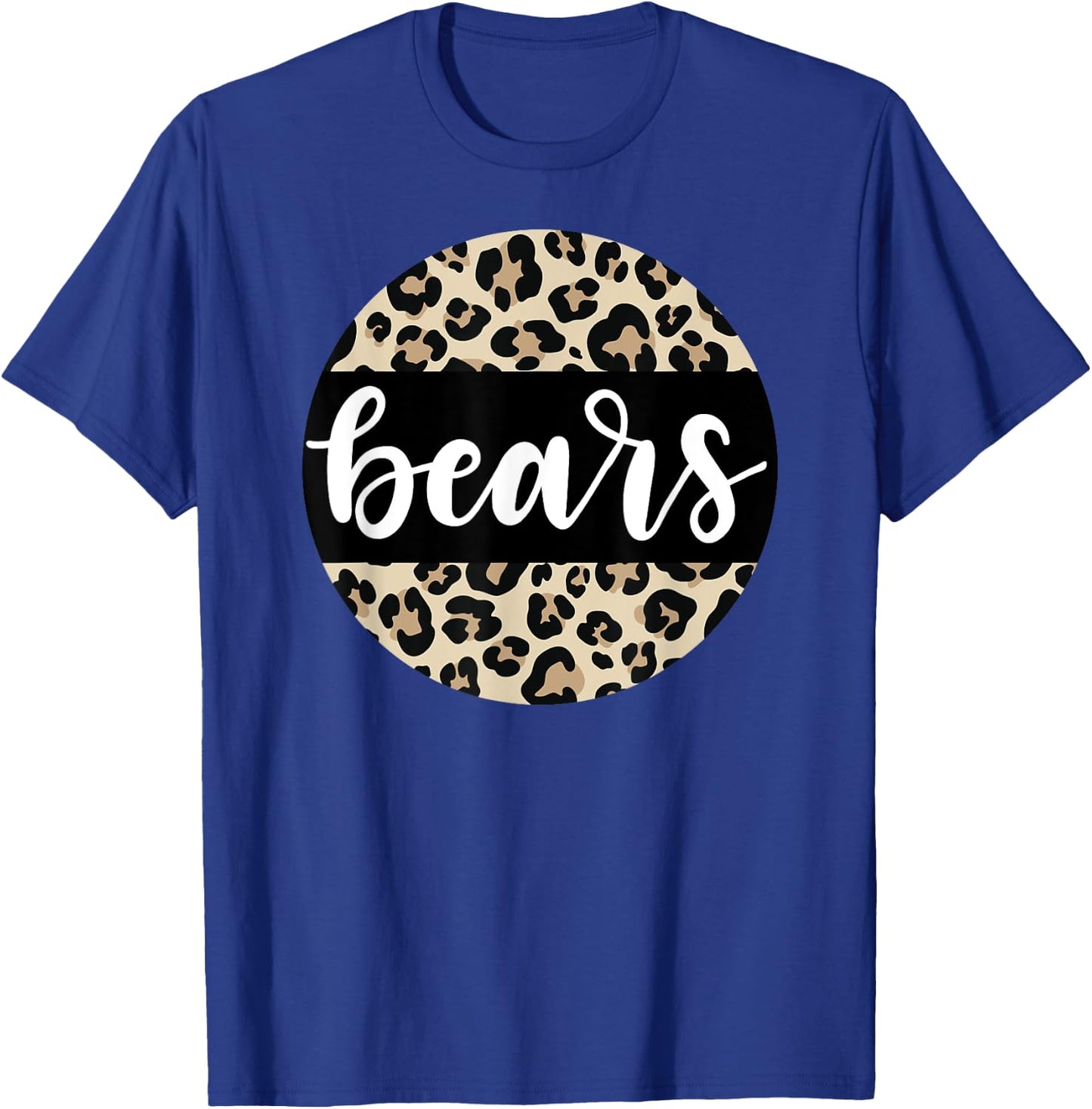 Leopard Print Bears Team Mascot School Spirit Game Night T-Shirt - T-Shirt | Royal