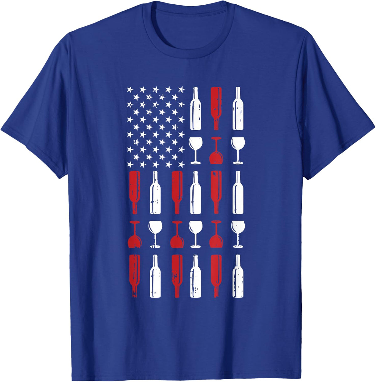 Wine Glass 4th of July Vintage USA Flag Patriotic Drinker T-Shirt - T-Shirt | Royal