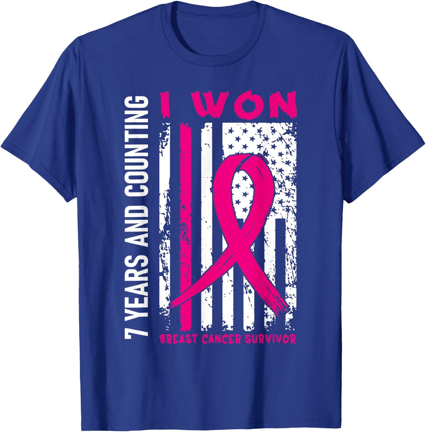 I Won Breast Cancer Survivor 7 Year Anniversary Counting T-Shirt - T-Shirt | Royal