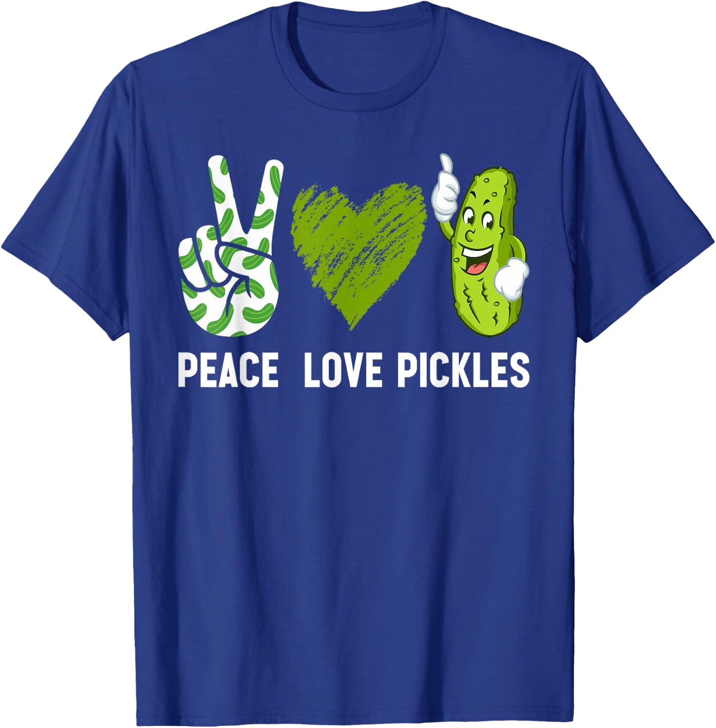 Peace, Love Pickles Retro Pickles Lover Food Lover T-Shirt - T-Shirt | Royal