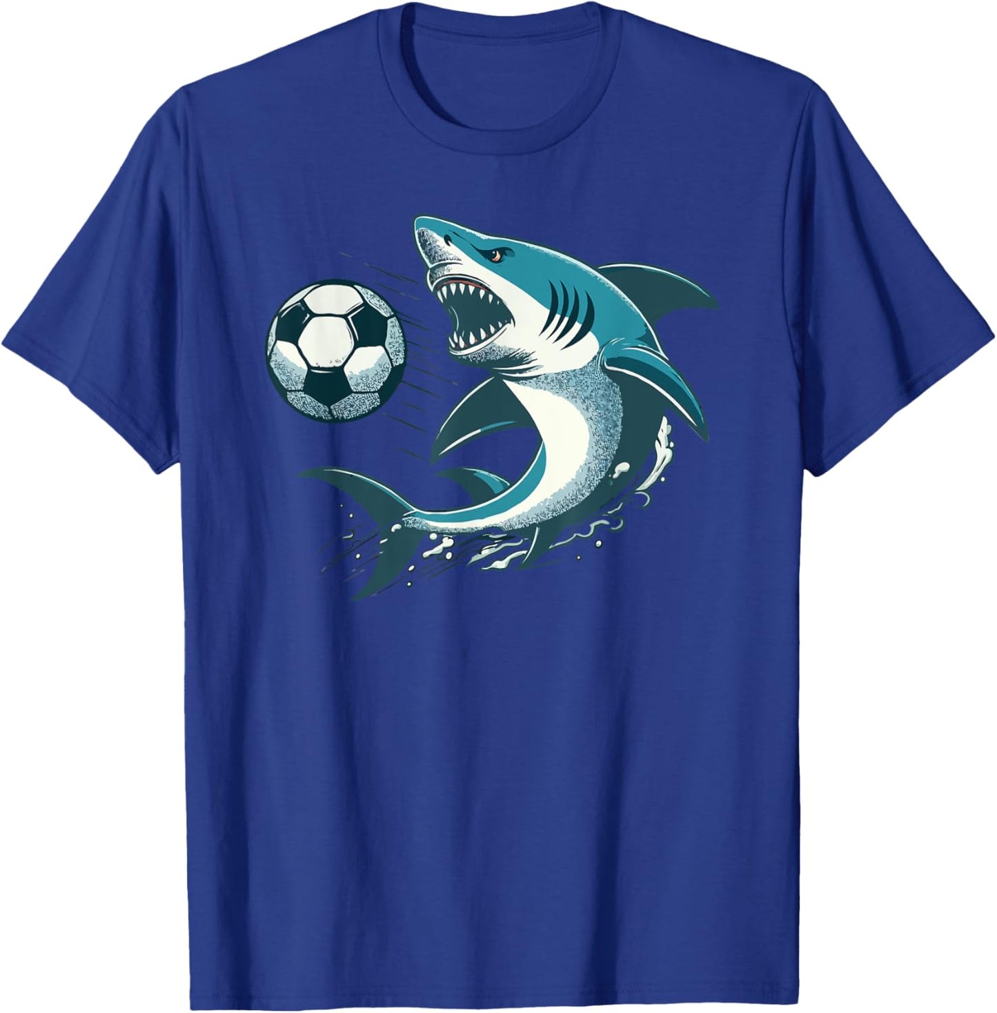 Funny Shark Artwork For Shark Lovers Shark Playing Soccer T-Shirt - T-Shirt | Royal