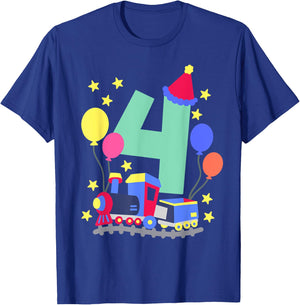 4th Birthday Train Lovers I'm 4 Boys Kids Four Years Old T-Shirt - T-Shirt | Royal