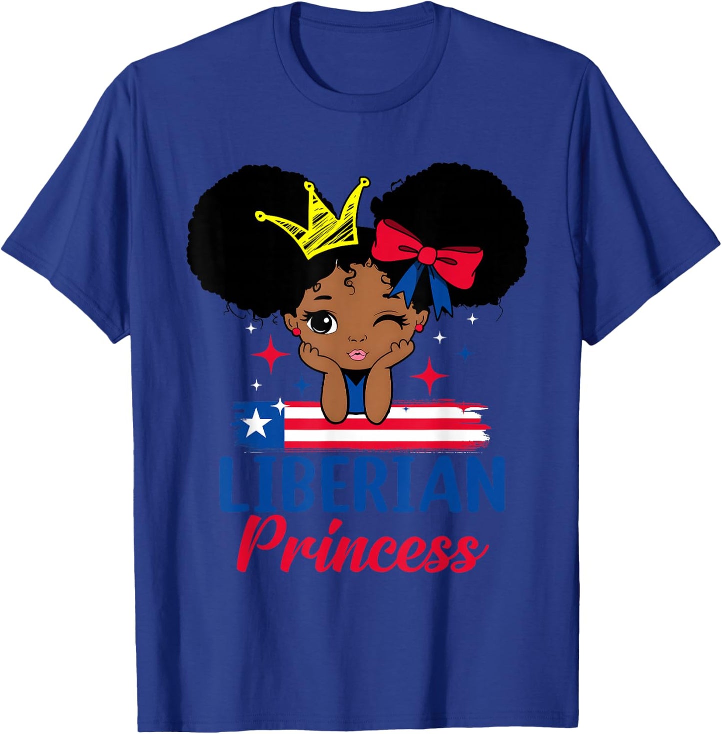 Liberian Princess Liberia Girl Melanin Cute Liberian Flag T-Shirt - T-Shirt | Royal