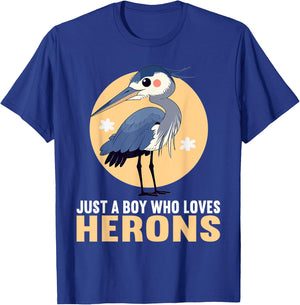 Just a Boy who loves Herons Heron T-Shirt - T-Shirt | Royal