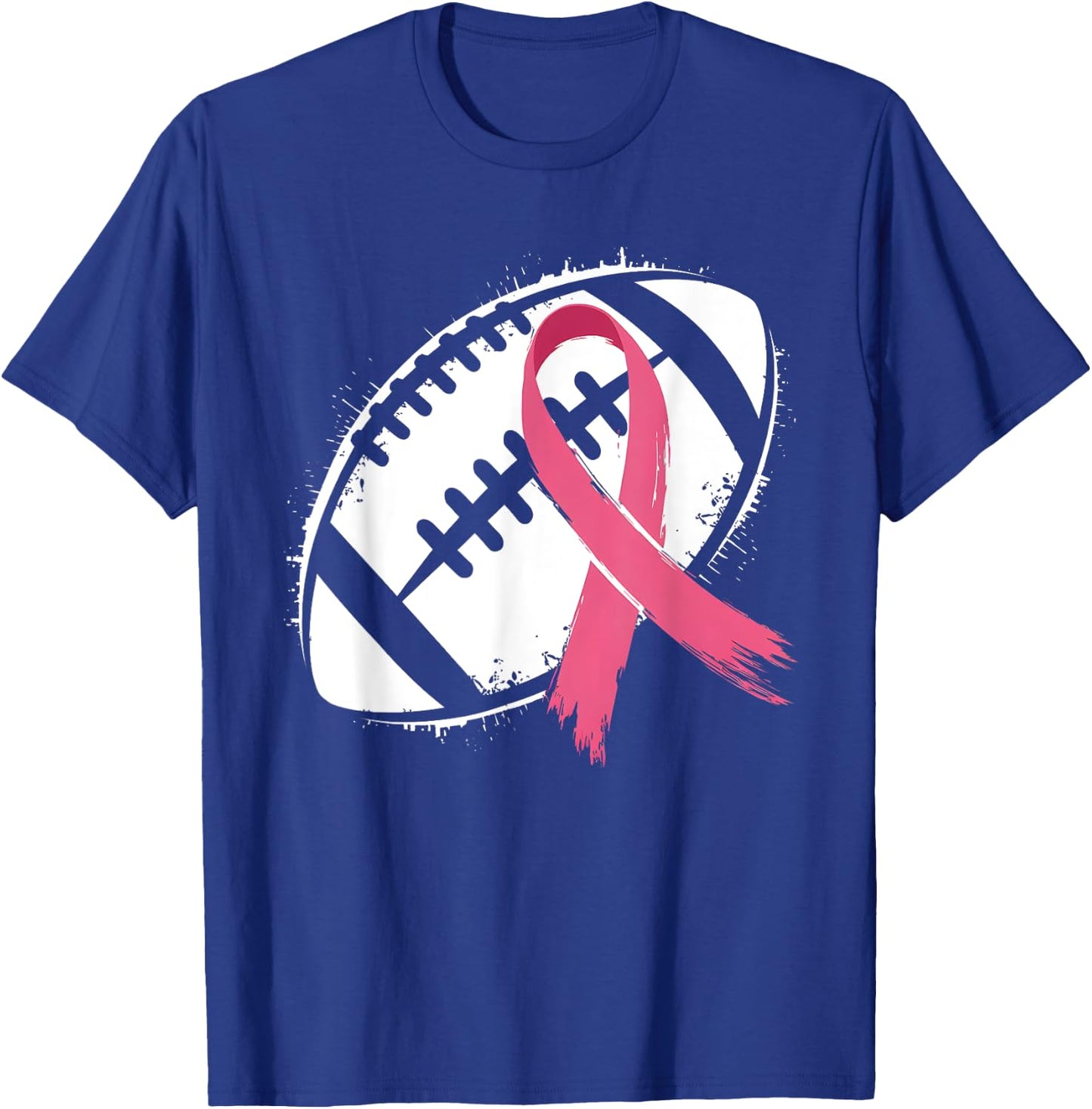 Tackle Cancer Pink Ribbon Football Breast Cancer Awareness T-Shirt - T-Shirt | Royal