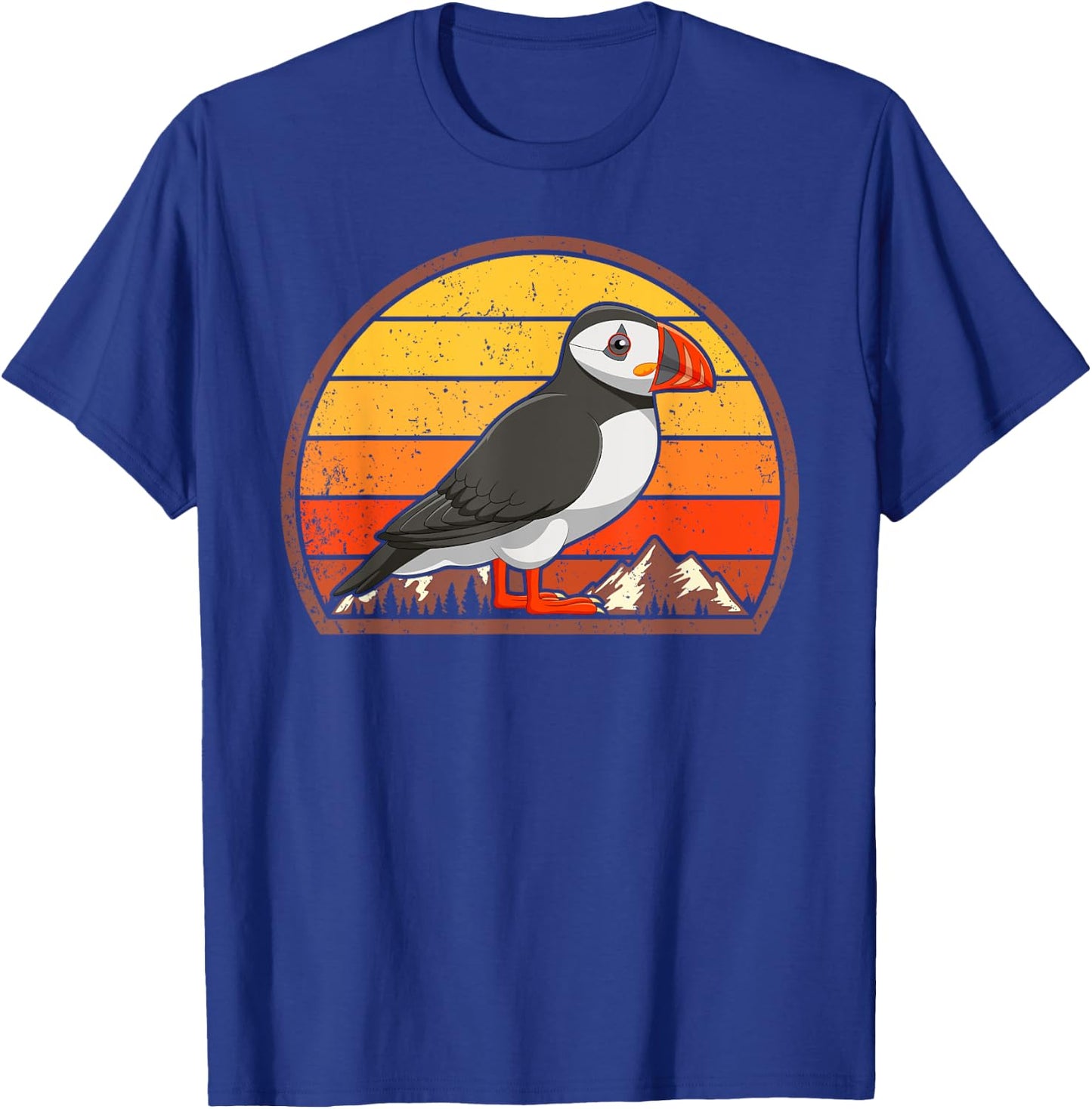 Sunset Puffin Lover Gift Vintage Retro Puffin T-Shirt - T-Shirt | Royal