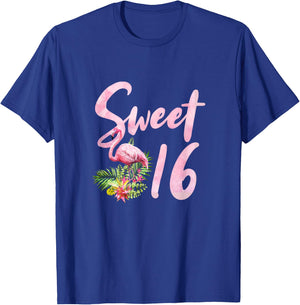 Sweet Sixteen Birthday Party Gift I Sweet 16 Flamingo T-Shirt - T-Shirt | Royal