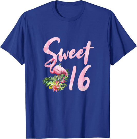 Sweet Sixteen Birthday Party Gift I Sweet 16 Flamingo T-Shirt - T-Shirt | Royal