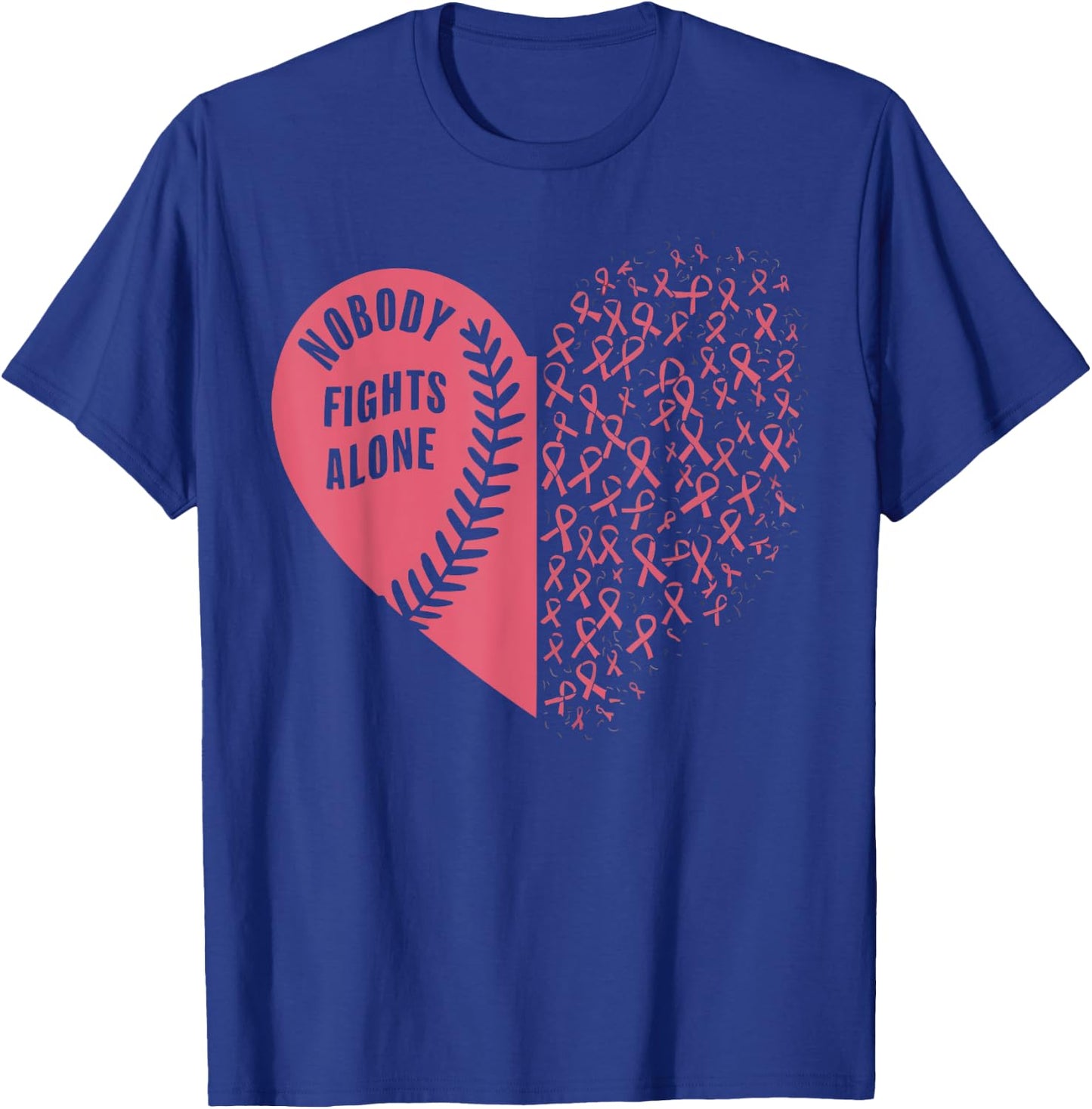 Baseball Breast Cancer Awareness Month Pink Ribbon T-Shirt - T-Shirt | Royal