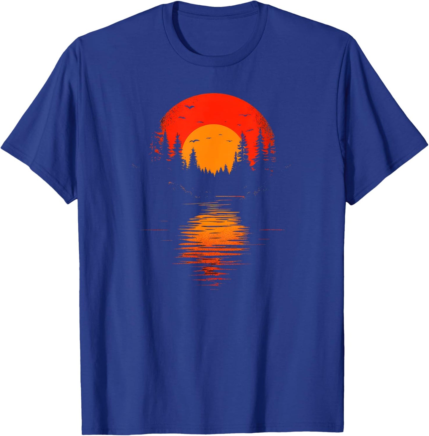 Retro Wilderness Bear Trees Reflection Outdoor Forest T-Shirt - T-Shirt | Royal